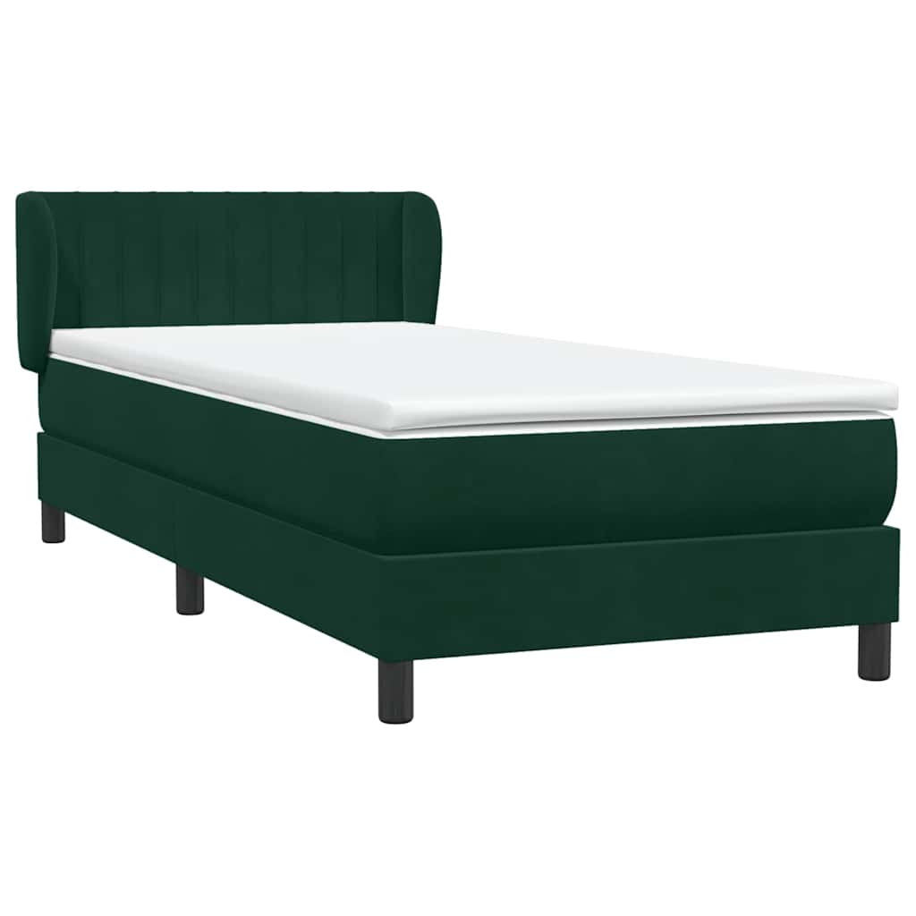 vidaXL Lit tapissier avec matelas Vert foncé 80x220 cm Velours