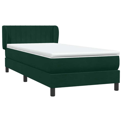 vidaXL Lit tapissier avec matelas Vert foncé 80x220 cm Velours