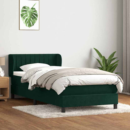 vidaXL Lit tapissier avec matelas Vert foncé 80x220 cm Velours