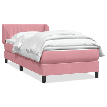 vidaXL Boxspringbett mit Matratze Rosa 80x220 cm Samt