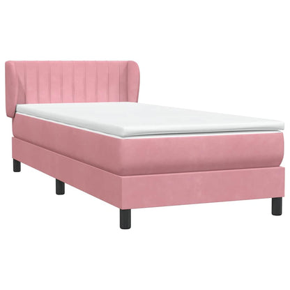 vidaXL Boxspringbett mit Matratze Rosa 80x220 cm Samt