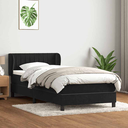 vidaXL Lit tapissier avec matelas Noir 90x220 cm Velours