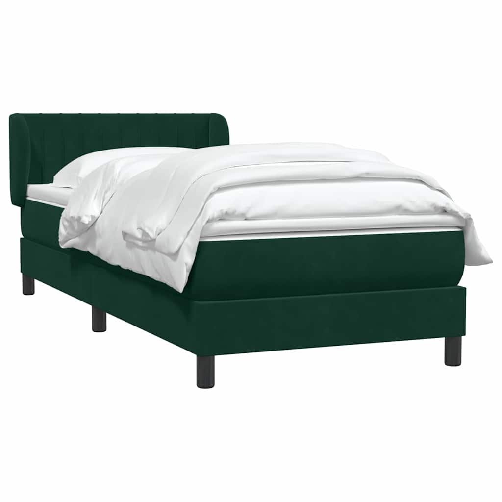 vidaXL Lit coffre avec matelas Vert foncé 90x220 cm Velours