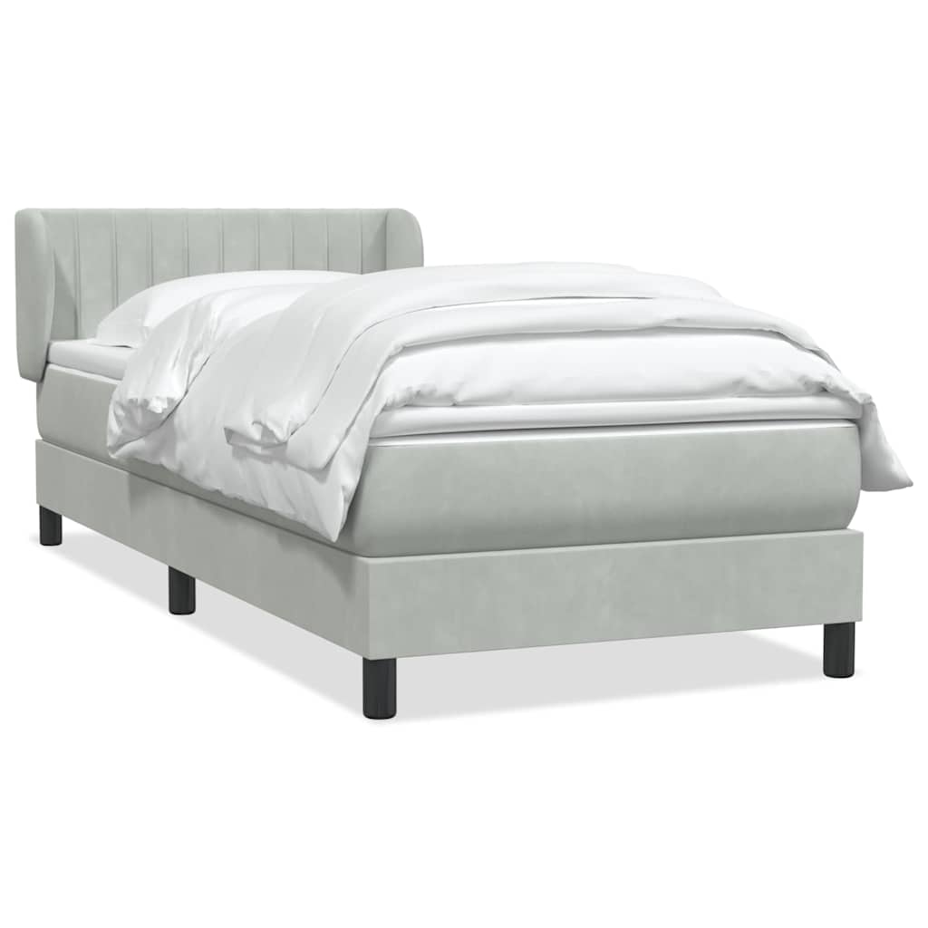 vidaXL Boxspringbett mit Matratze Hellgrau 100x220 cm Samt