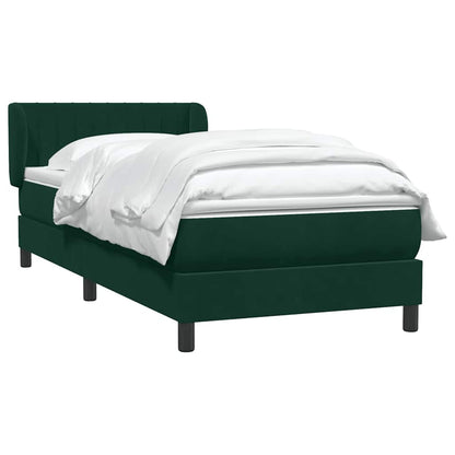 vidaXL Boxspringbett mit Matratze Dunkelgrün 100x220 cm Samt