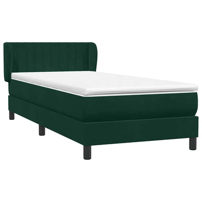 vidaXL Boxspringbett mit Matratze Dunkelgrün 100x220 cm Samt