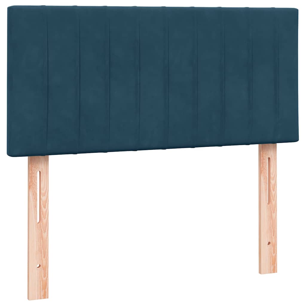vidaXL Boxspringbett mit Matratze Dunkelblau 100x220 cm Samt