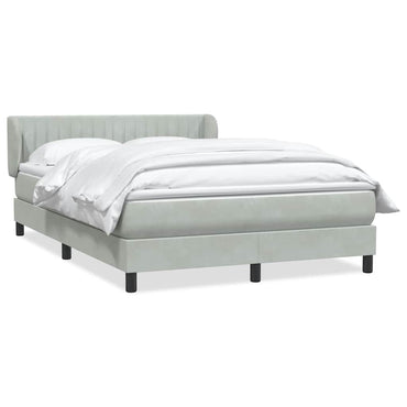 vidaXL Boxspringbett mit Matratze Hellgrau 140x220 cm Samt