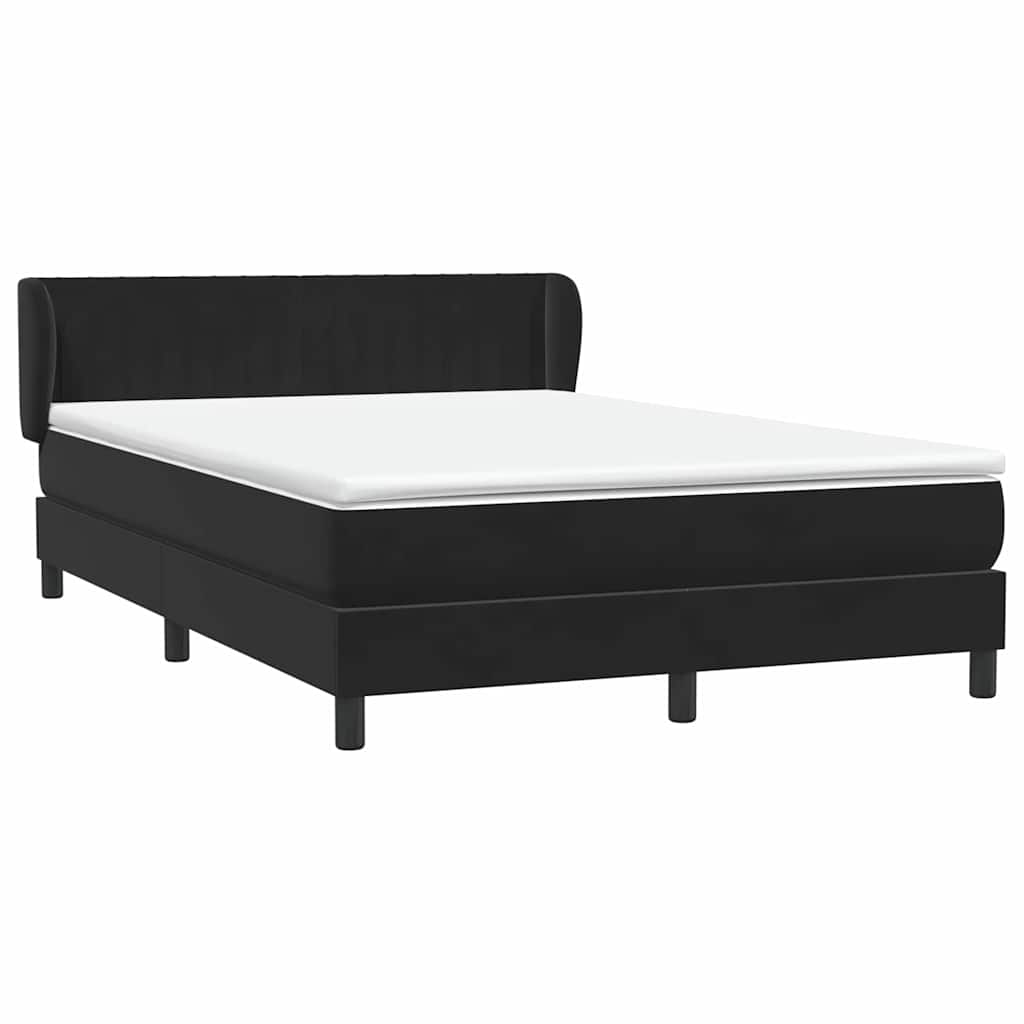 vidaXL Boxspringbett mit Matratze Schwarz 140x220 cm Samt