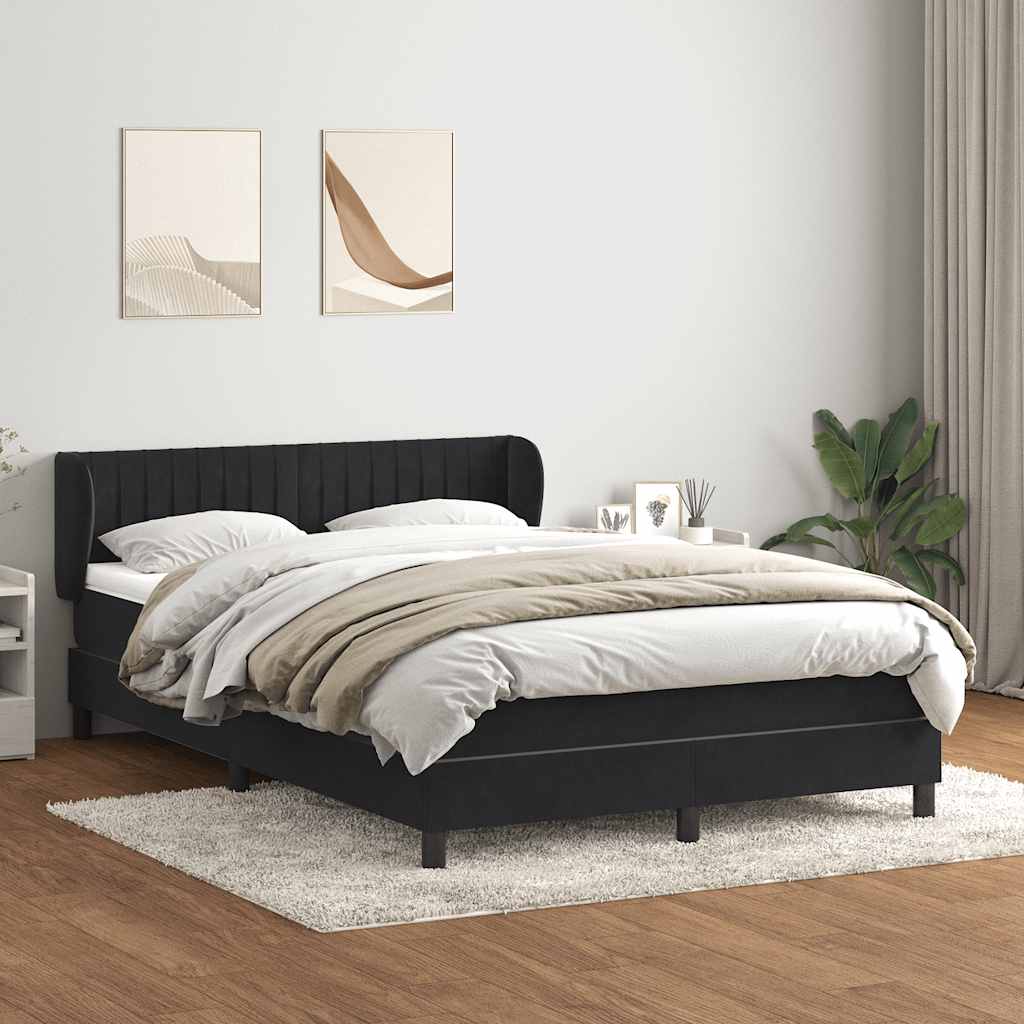vidaXL Boxspringbett mit Matratze Schwarz 140x220 cm Samt