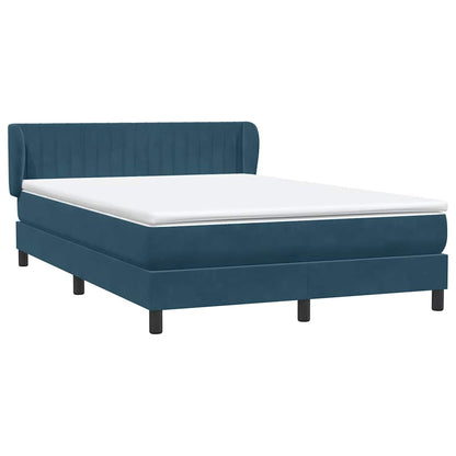 vidaXL Boxspringbett mit Matratze Dunkelblau 140x220 cm Samt