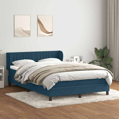 vidaXL Boxspringbett mit Matratze Dunkelblau 140x220 cm Samt