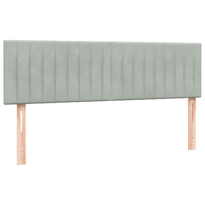 vidaXL Boxspringbett mit Matratze Hellgrau 160x220 cm Samt
