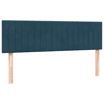 vidaXL Boxspringbett mit Matratze Dunkelblau 160x220 cm Samt