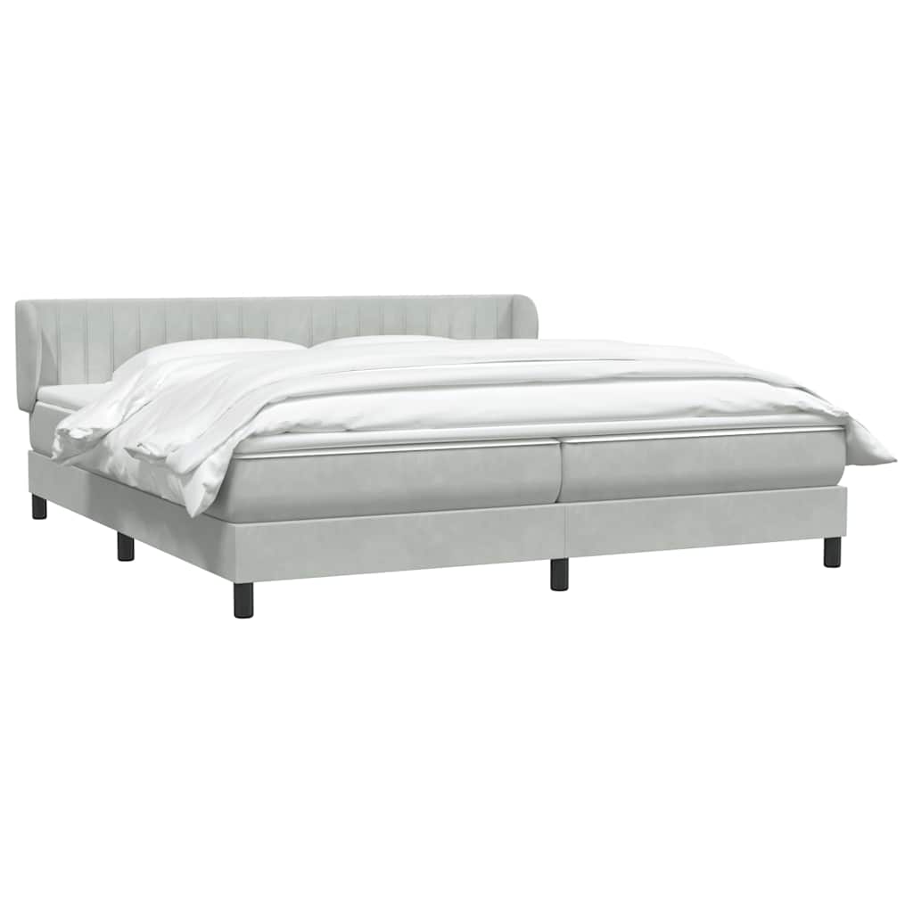 vidaXL Boxspringbett mit Matratzen Hellgrau 180x220 cm Samt