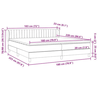vidaXL Boxspringbett mit Matratzen Hellgrau 180x220 cm Samt