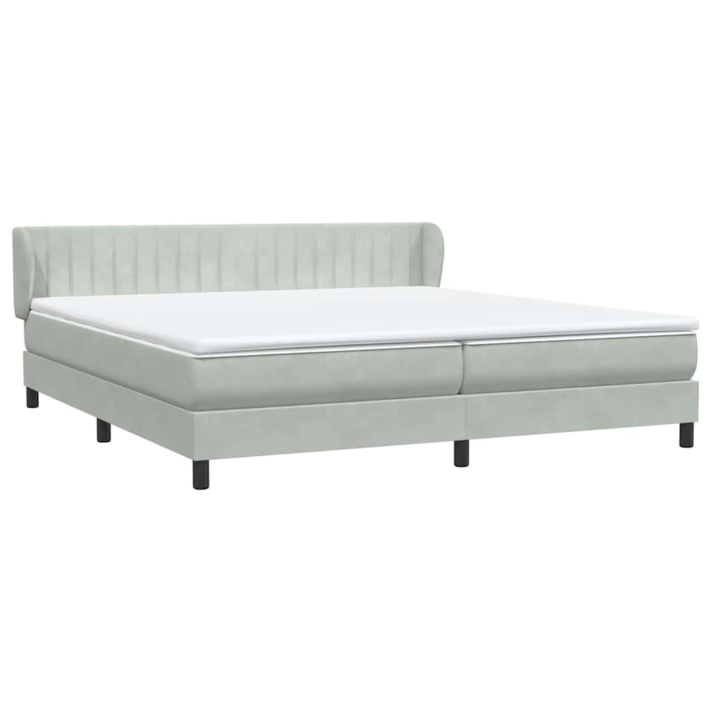 vidaXL Boxspringbett mit Matratzen Hellgrau 180x220 cm Samt