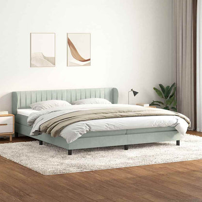vidaXL Boxspringbett mit Matratzen Hellgrau 180x220 cm Samt