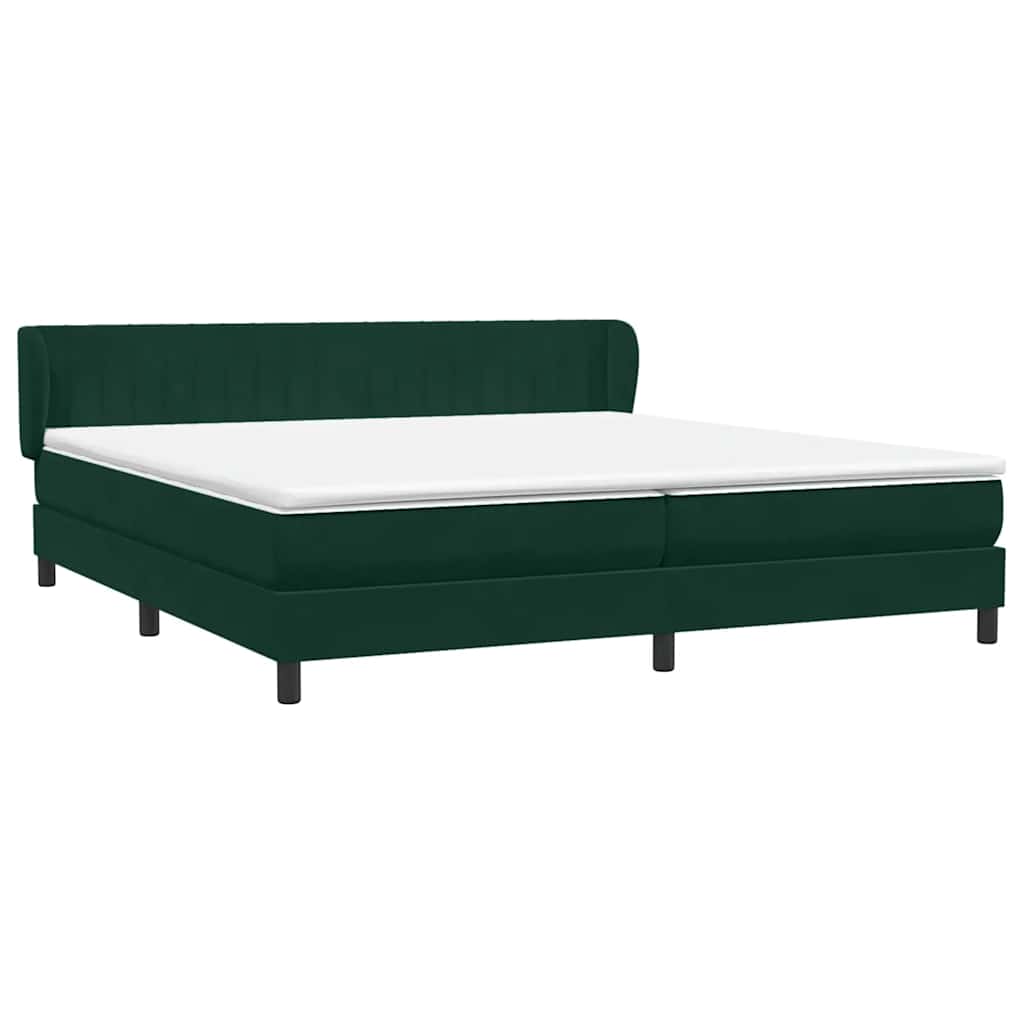 vidaXL Boxspringbett mit Matratzen Dunkelgrün 180x220 cm Samt