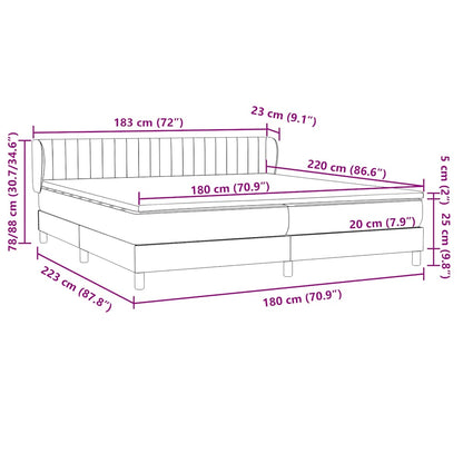 vidaXL Lit boxspring avec matelas bleu foncé 180x220 cm velours