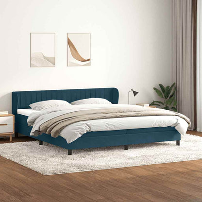 vidaXL Lit boxspring avec matelas bleu foncé 180x220 cm velours