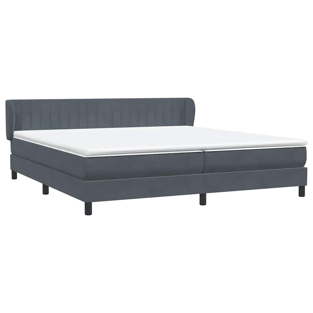 vidaXL Lit tapissier avec matelas Gris foncé 200x220 cm Velours