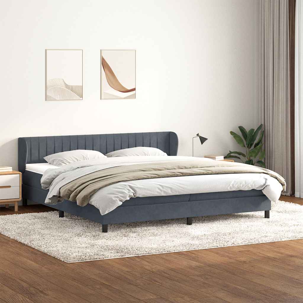 vidaXL Lit tapissier avec matelas Gris foncé 200x220 cm Velours