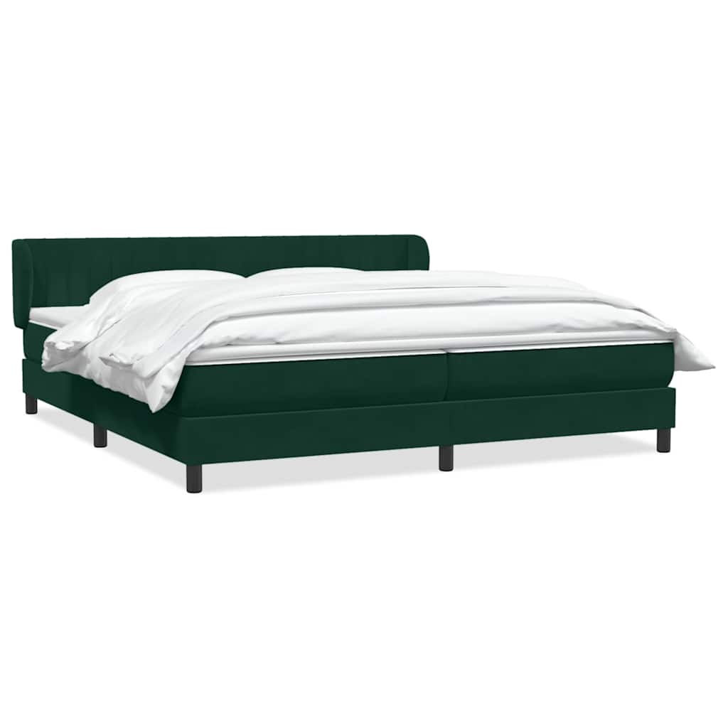 vidaXL Boxspringbett mit Matratzen Dunkelgrün 200x220 cm Samt
