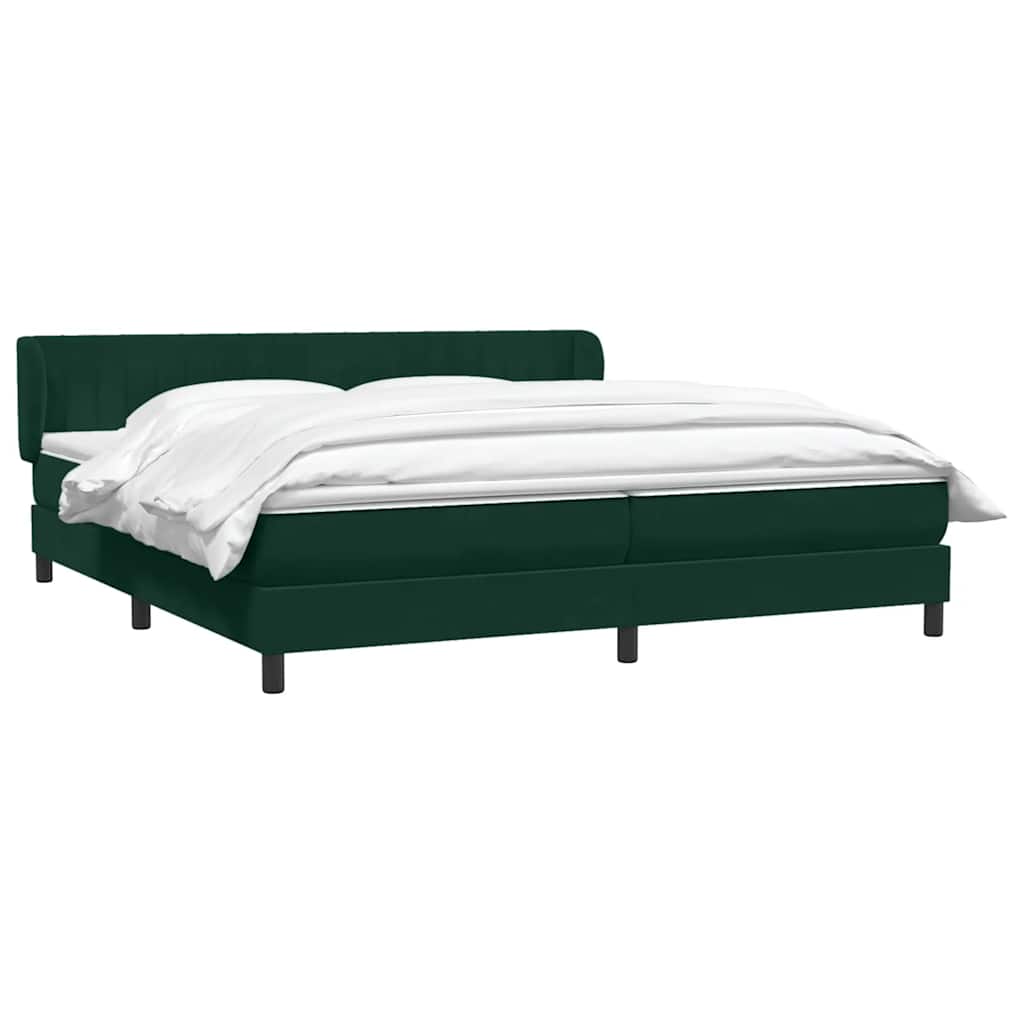 vidaXL Boxspringbett mit Matratzen Dunkelgrün 200x220 cm Samt
