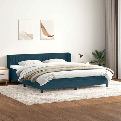 vidaXL Boxspringbett mit Matratzen Dunkelblau 200x220 cm Samt