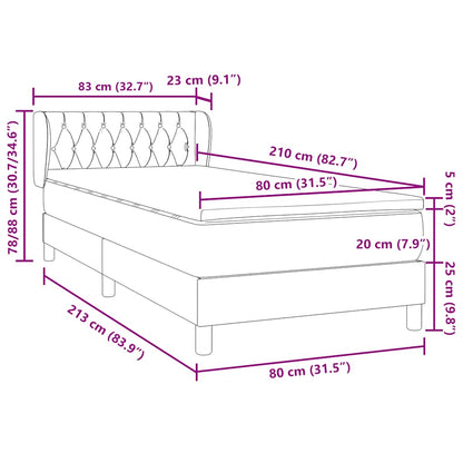 vidaXL Boxspringbett mit Matratze Schwarz 80x210 cm Samt