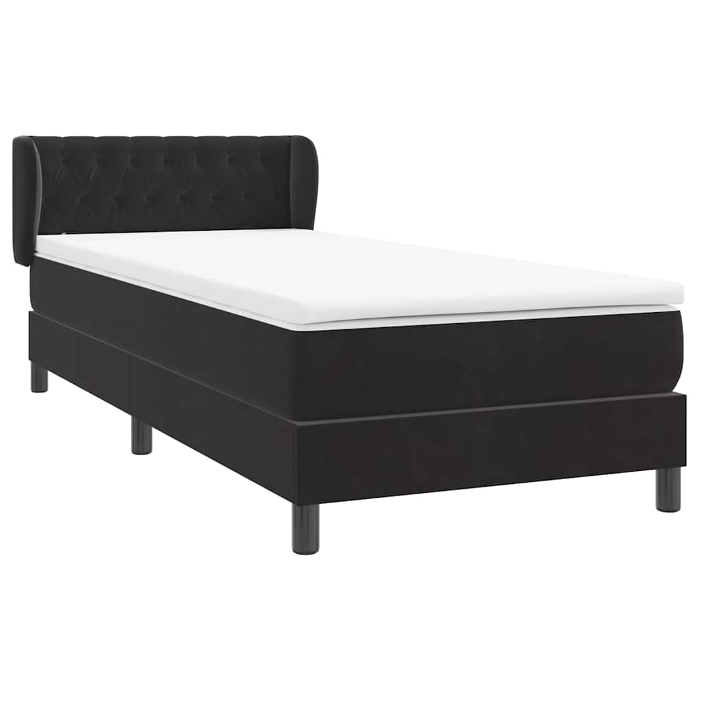 vidaXL Boxspringbett mit Matratze Schwarz 80x210 cm Samt