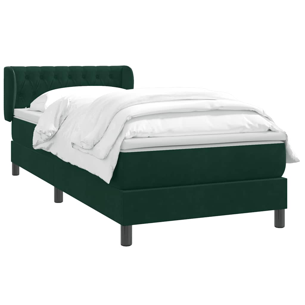 vidaXL Boxspringbett mit Matratze Dunkelgrün 80x210 cm Samt