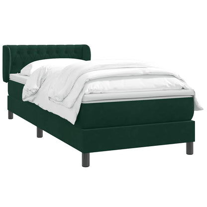 vidaXL Boxspringbett mit Matratze Dunkelgrün 80x210 cm Samt