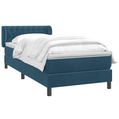 vidaXL Boxspringbett mit Matratze Dunkelblau 80x210 cm Samt
