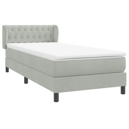 vidaXL Boxspringbett mit Matratze Hellgrau 90x210 cm Samt
