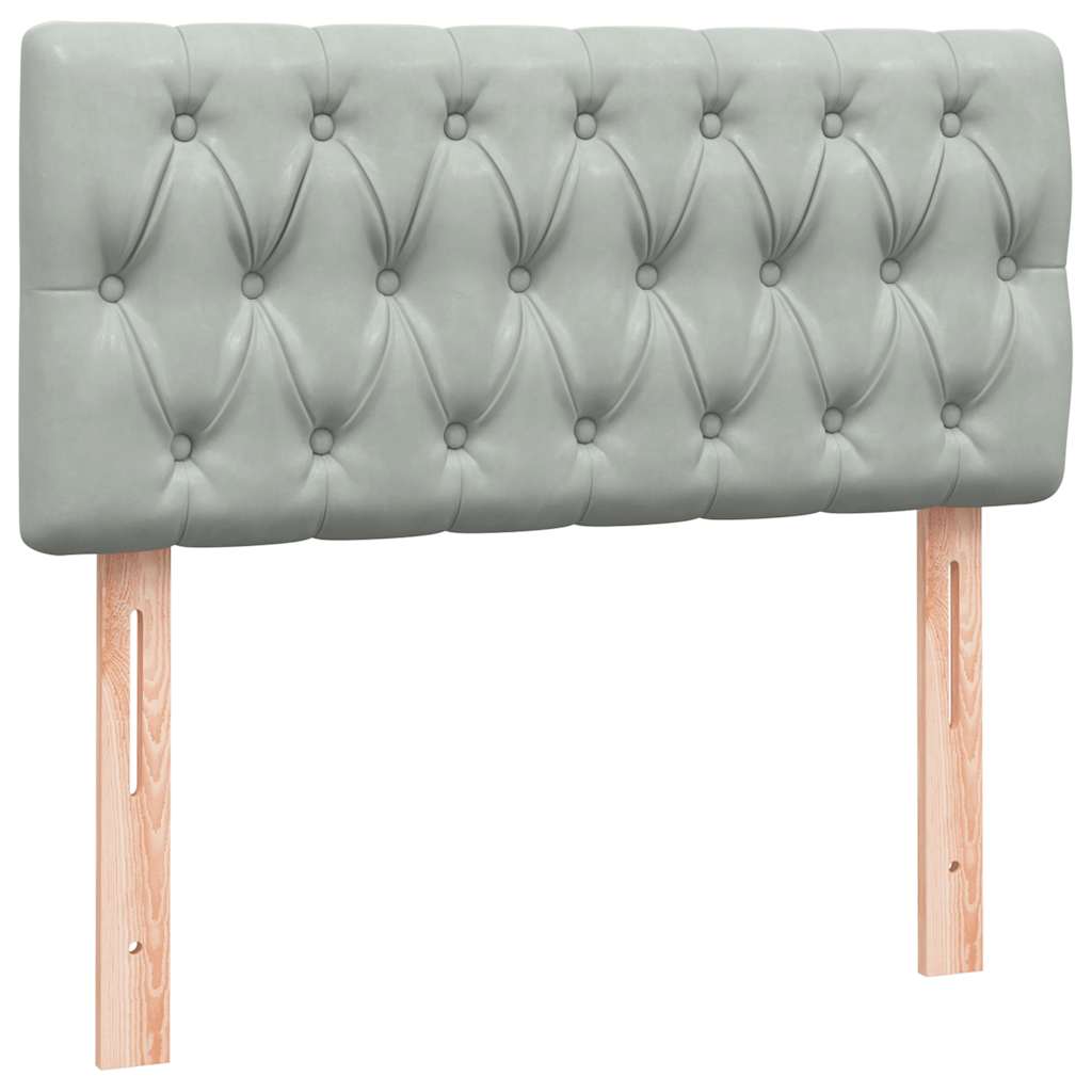 vidaXL Boxspringbett mit Matratze Hellgrau 90x210 cm Samt