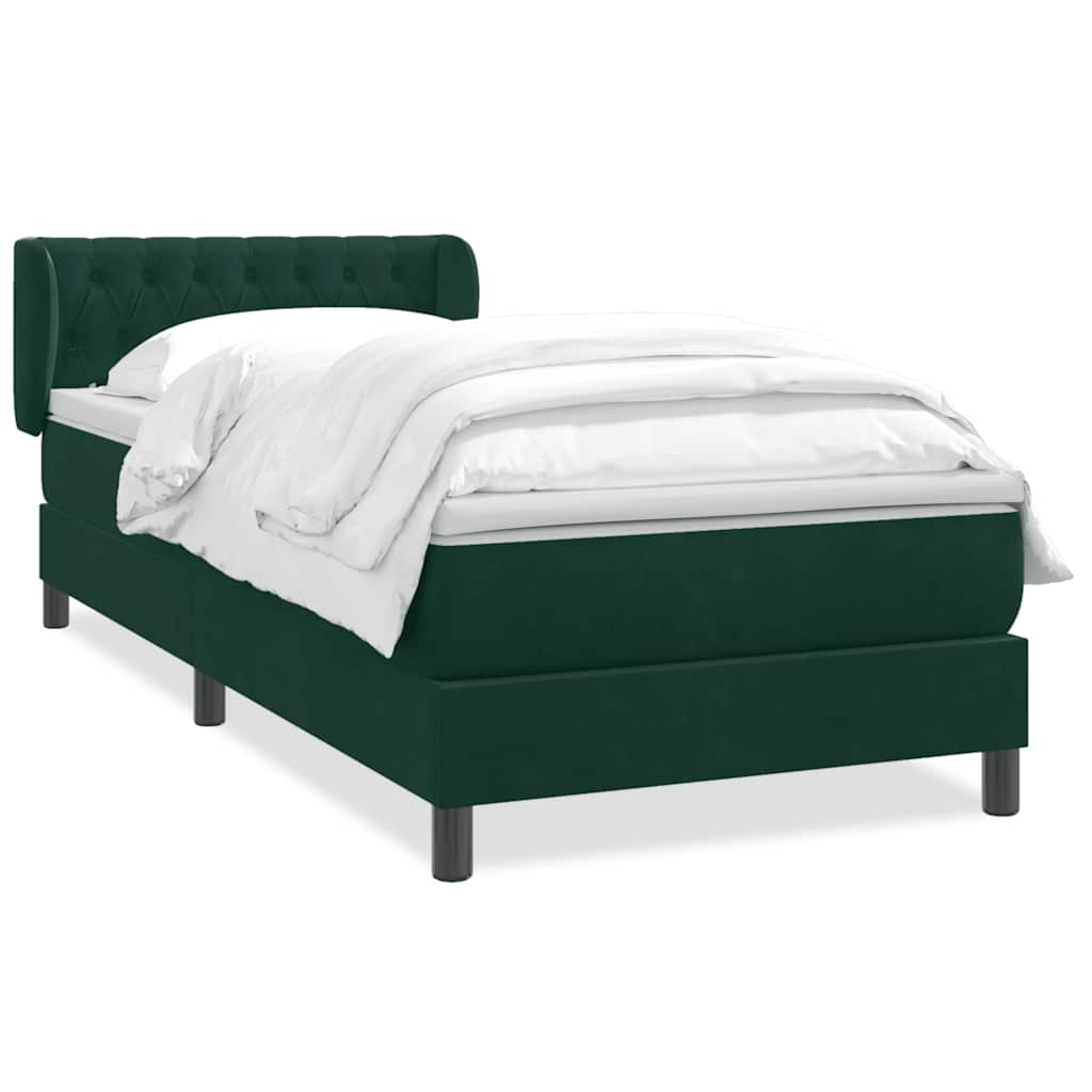 vidaXL Lit coffre avec matelas Vert foncé 90x210 cm Velours