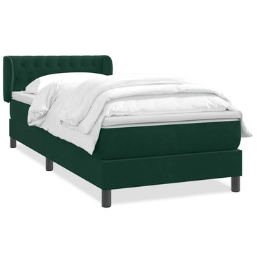 vidaXL Lit coffre avec matelas Vert foncé 90x210 cm Velours