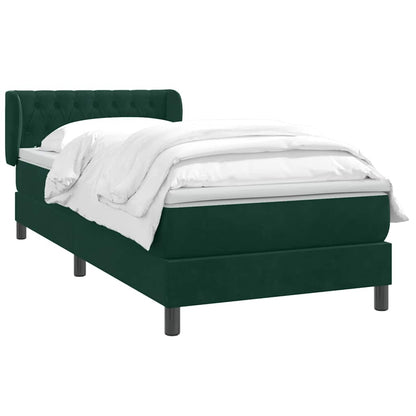 vidaXL Lit coffre avec matelas Vert foncé 90x210 cm Velours