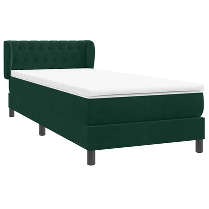 vidaXL Lit coffre avec matelas Vert foncé 90x210 cm Velours
