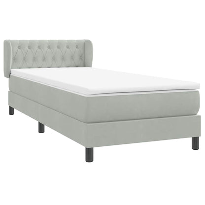 vidaXL Boxspringbett mit Matratze Hellgrau 100x210 cm Samt