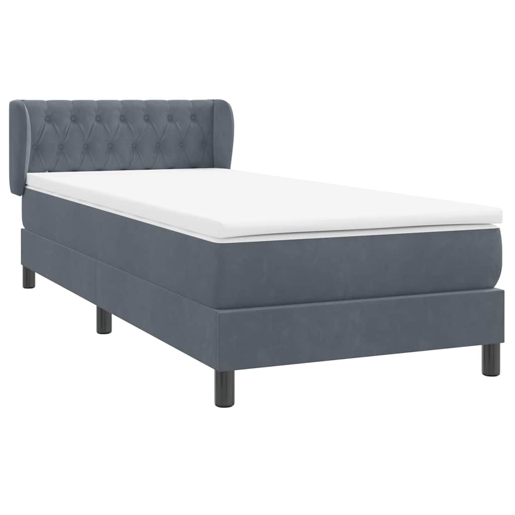 vidaXL Lit tapissier avec matelas Gris foncé 100x210 cm Velours