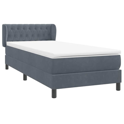 vidaXL Lit tapissier avec matelas Gris foncé 100x210 cm Velours