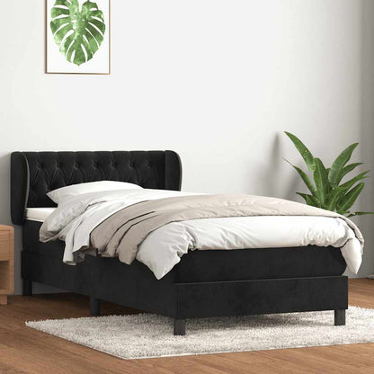 vidaXL Boxspringbett mit Matratze Schwarz 100x210 cm Samt