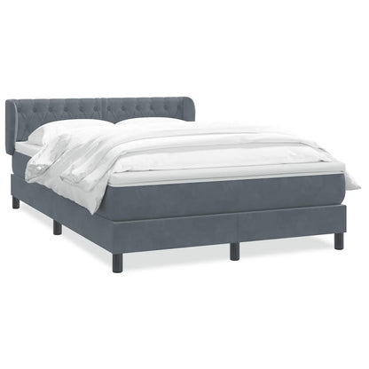 vidaXL Lit tapissier avec matelas Gris foncé 140x210 cm Velours
