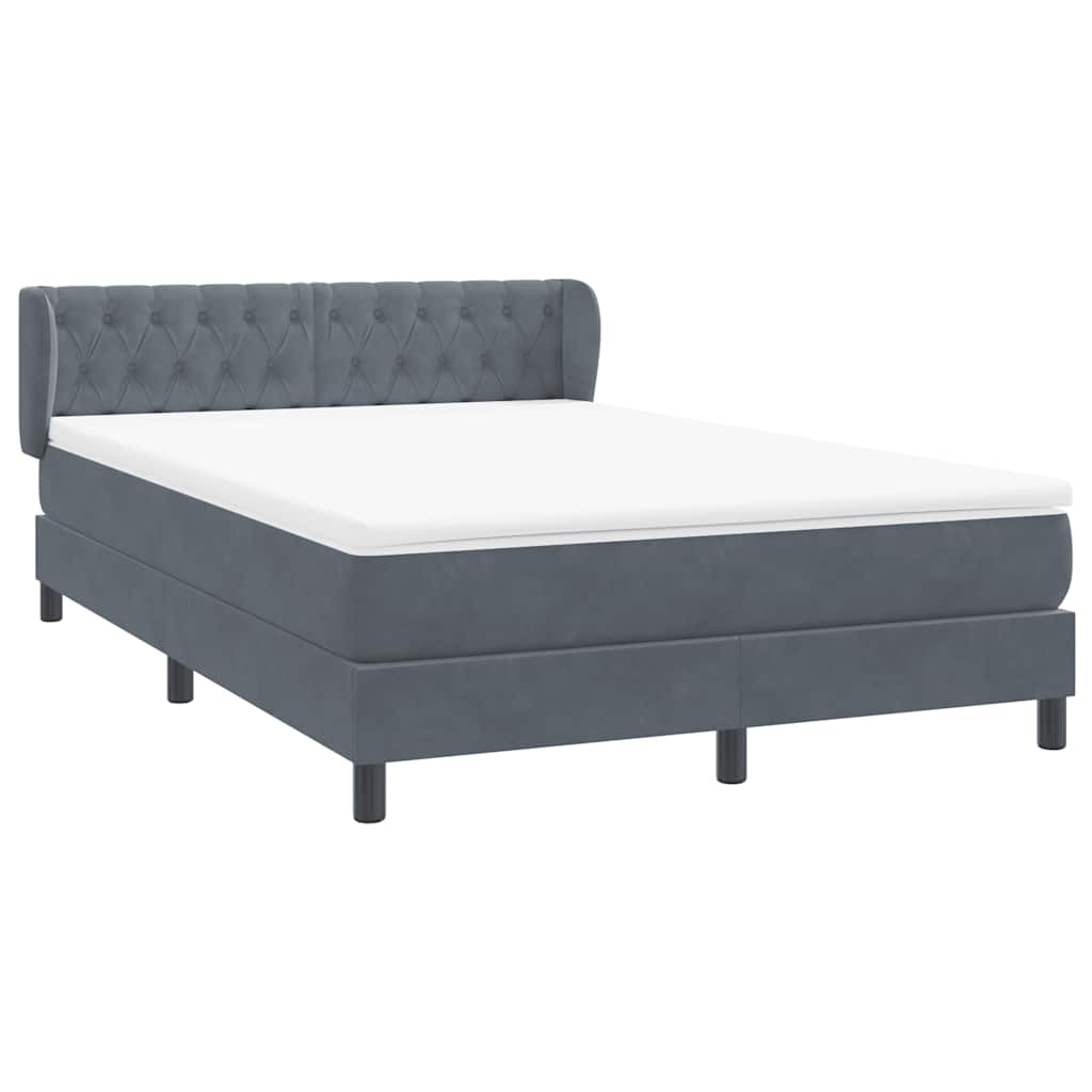 vidaXL Lit tapissier avec matelas Gris foncé 140x210 cm Velours