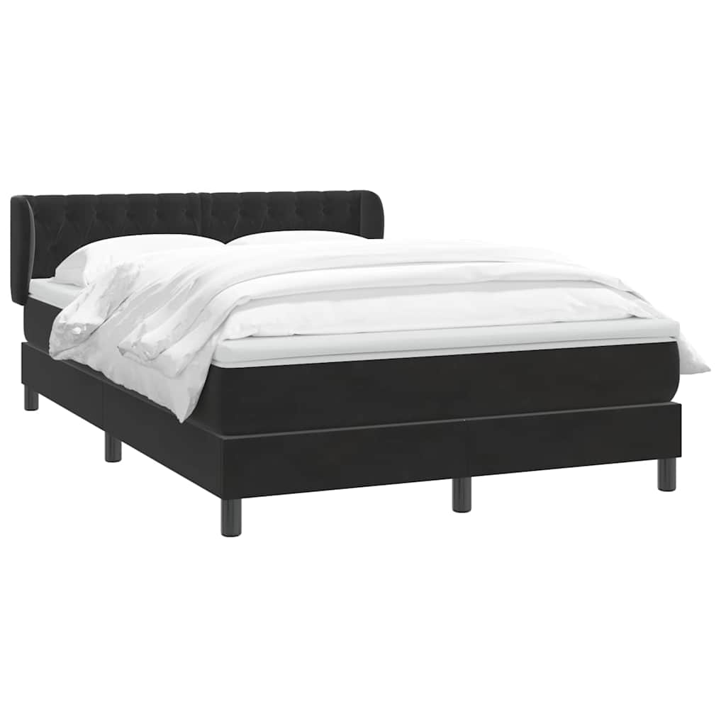 Lit boxspring vidaXL avec matelas Velours noir 140x210 cm