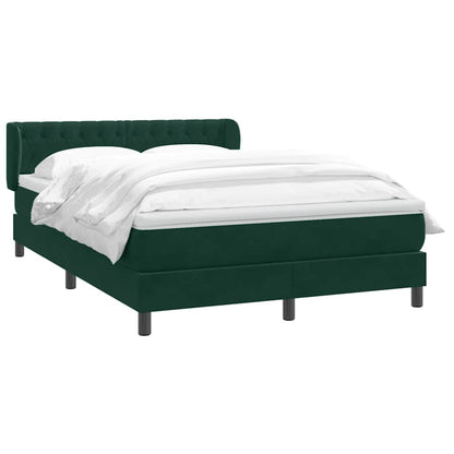 vidaXL Boxspringbett mit Matratze Dunkelgrün 140x210 cm Samt