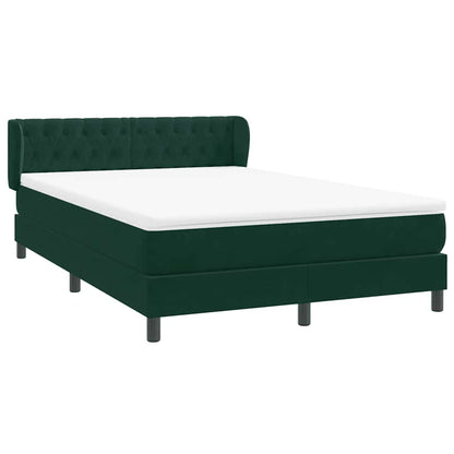 vidaXL Boxspringbett mit Matratze Dunkelgrün 140x210 cm Samt